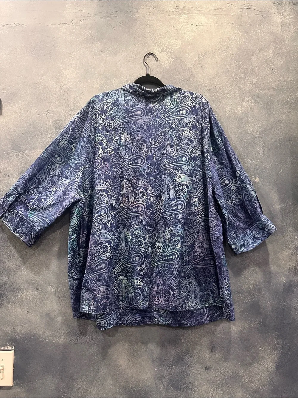 Catherines Blue Paisley Casual Button-Down Shirt